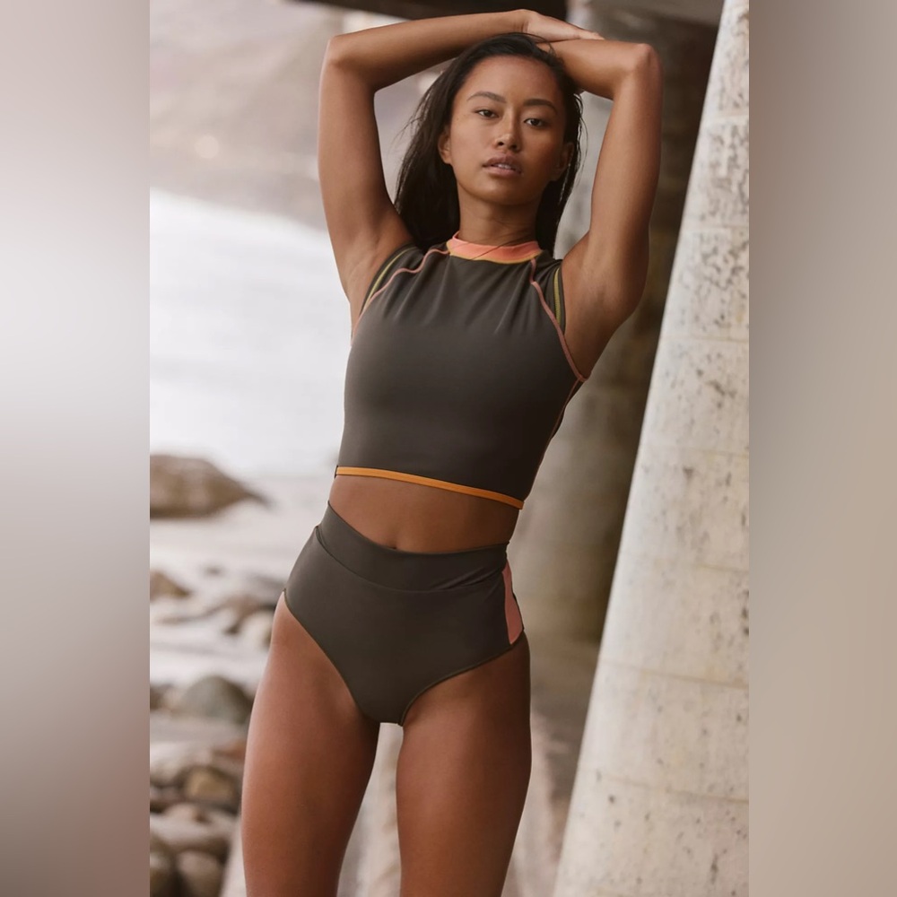 FREE PEOPLE | IT’S NOW COOL | Contour High-Waisted Boyshort Surf Bottoms BLACK